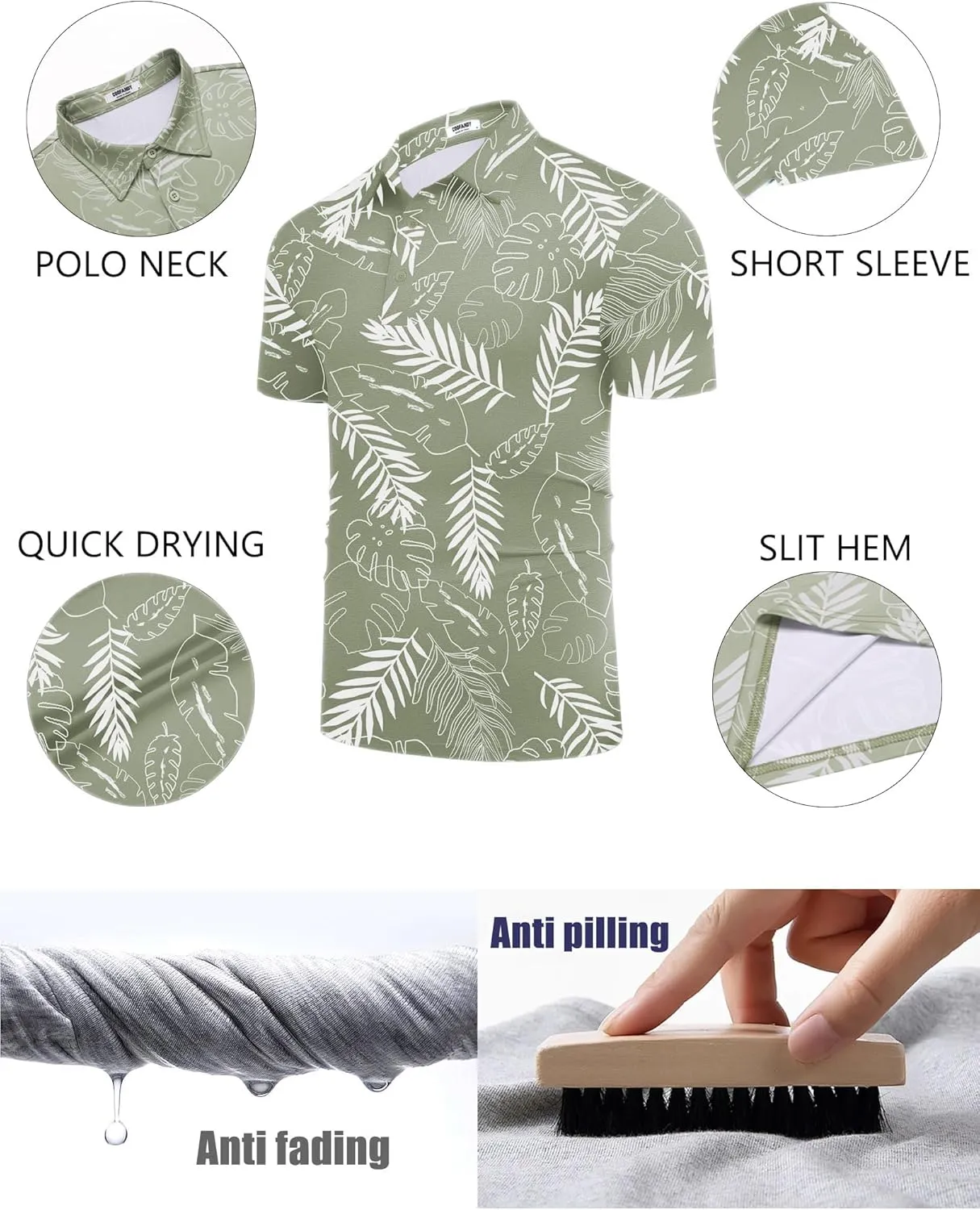 COOFANDY Men's Polo Shirt Golf Quick Dry Performance Short Sleeve Moisture Wicking Athletic Polo Collared Tennis T-Shirt