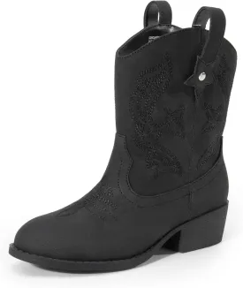 DREAM PAIRS Girls Cowboy Cowgirl Boots 2-in-1 Western Removable Cuff Fold Over Embroidered Fashion Mid Calf Shoes
