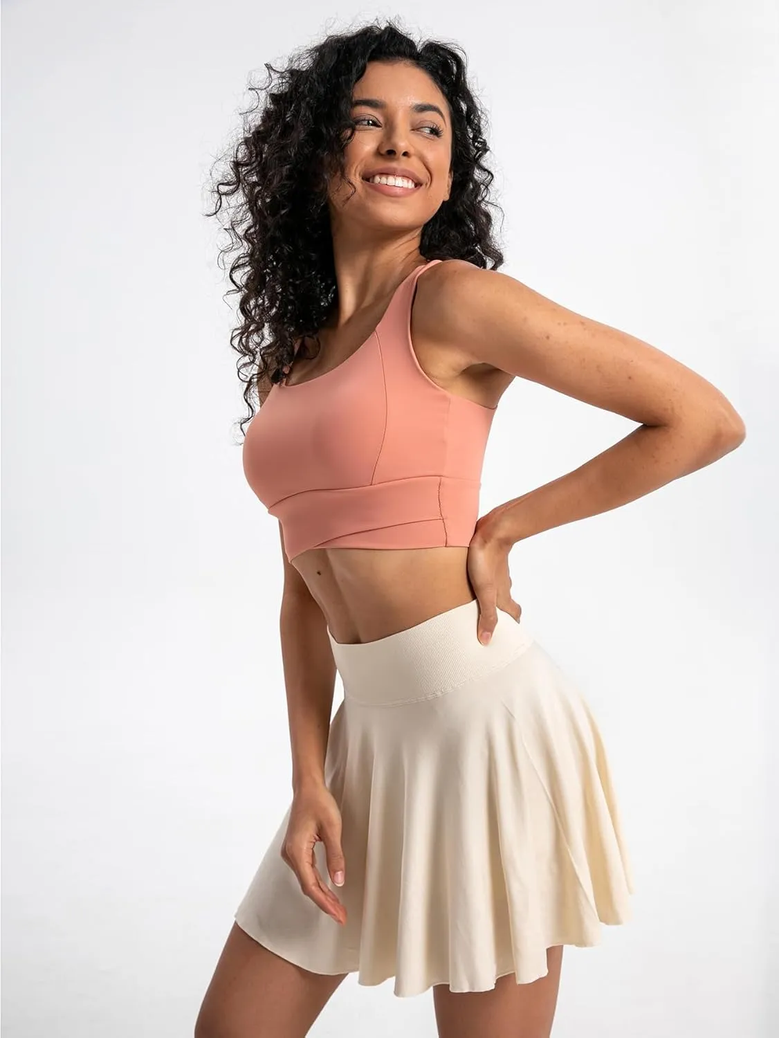 Easisim Women Mini Skirts Skort Flowy Basic Stretchy Flared Casual A-line Skirt with Pockets