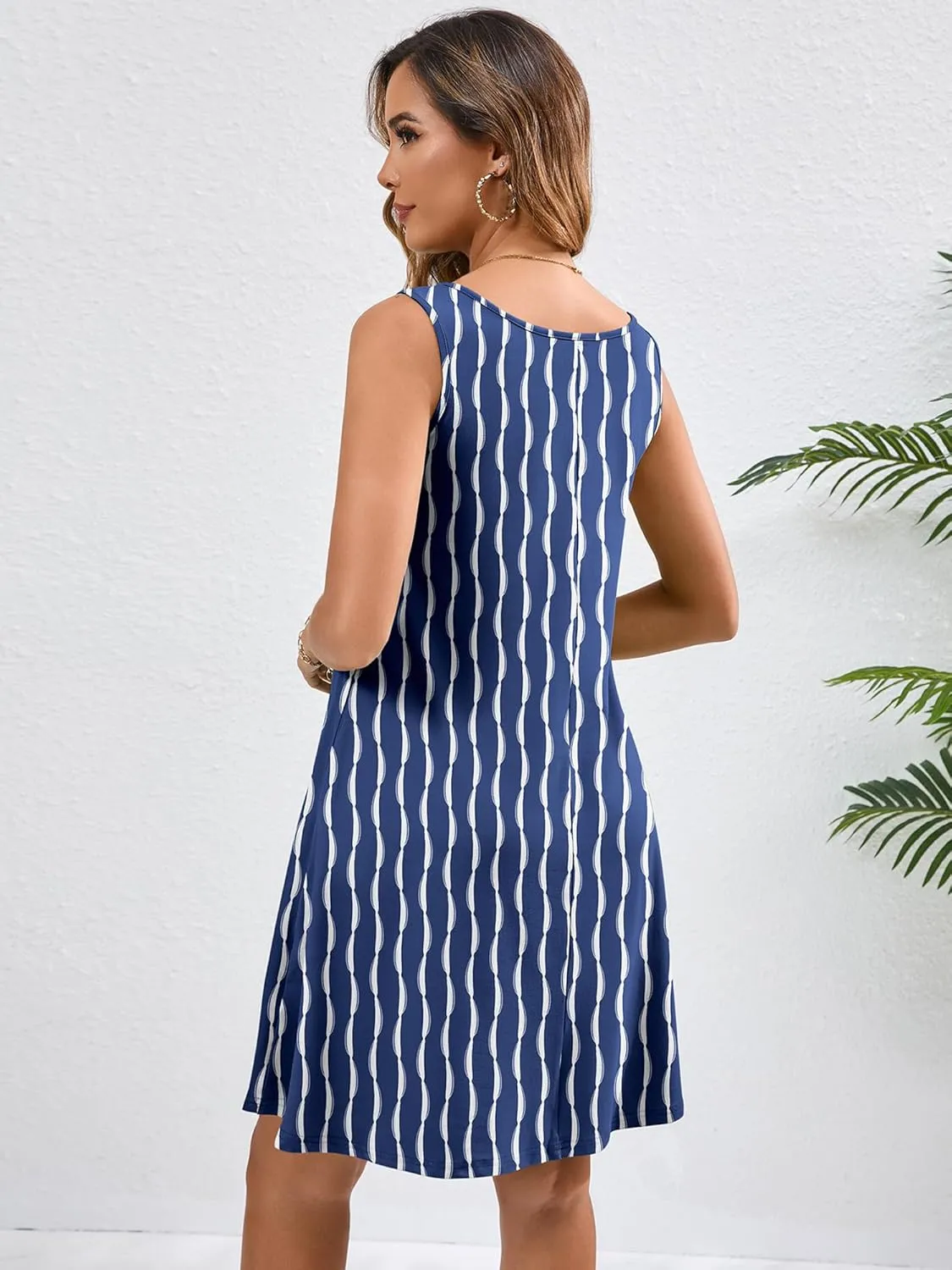 KORSIS Summer Dresses for Women Casual T Shirt Tank Dresses Sleeveless Swing Flowy Ladies Beach Vacation Sundress with Pocket