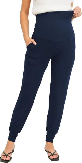 LaClef Womens Jogger Over The Belly Maternity Pants with Pockets
