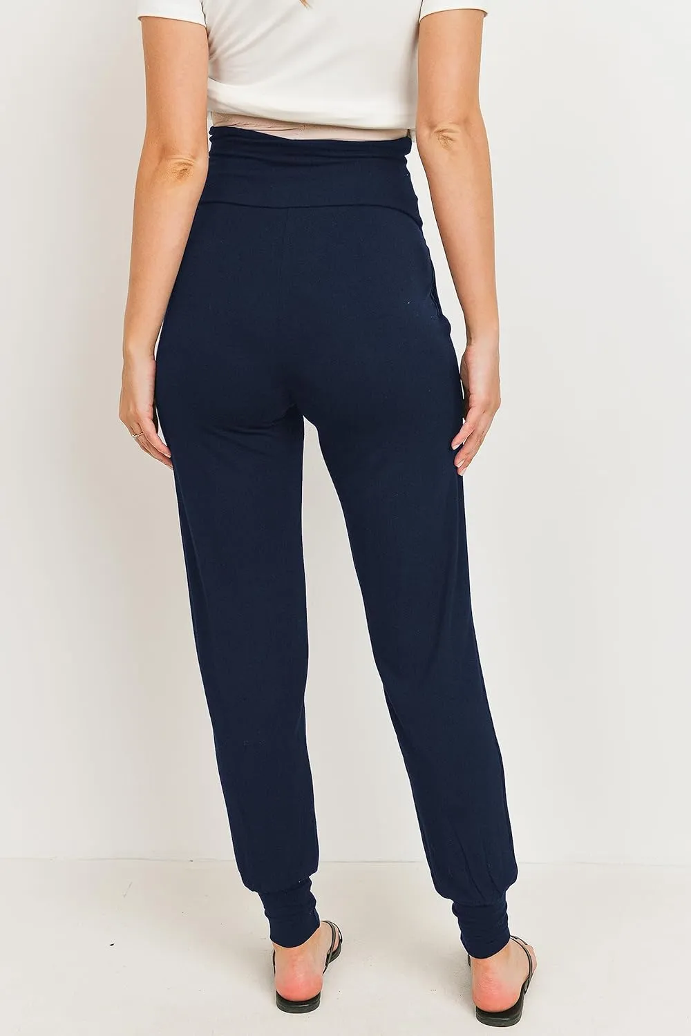 LaClef Womens Jogger Over The Belly Maternity Pants with Pockets