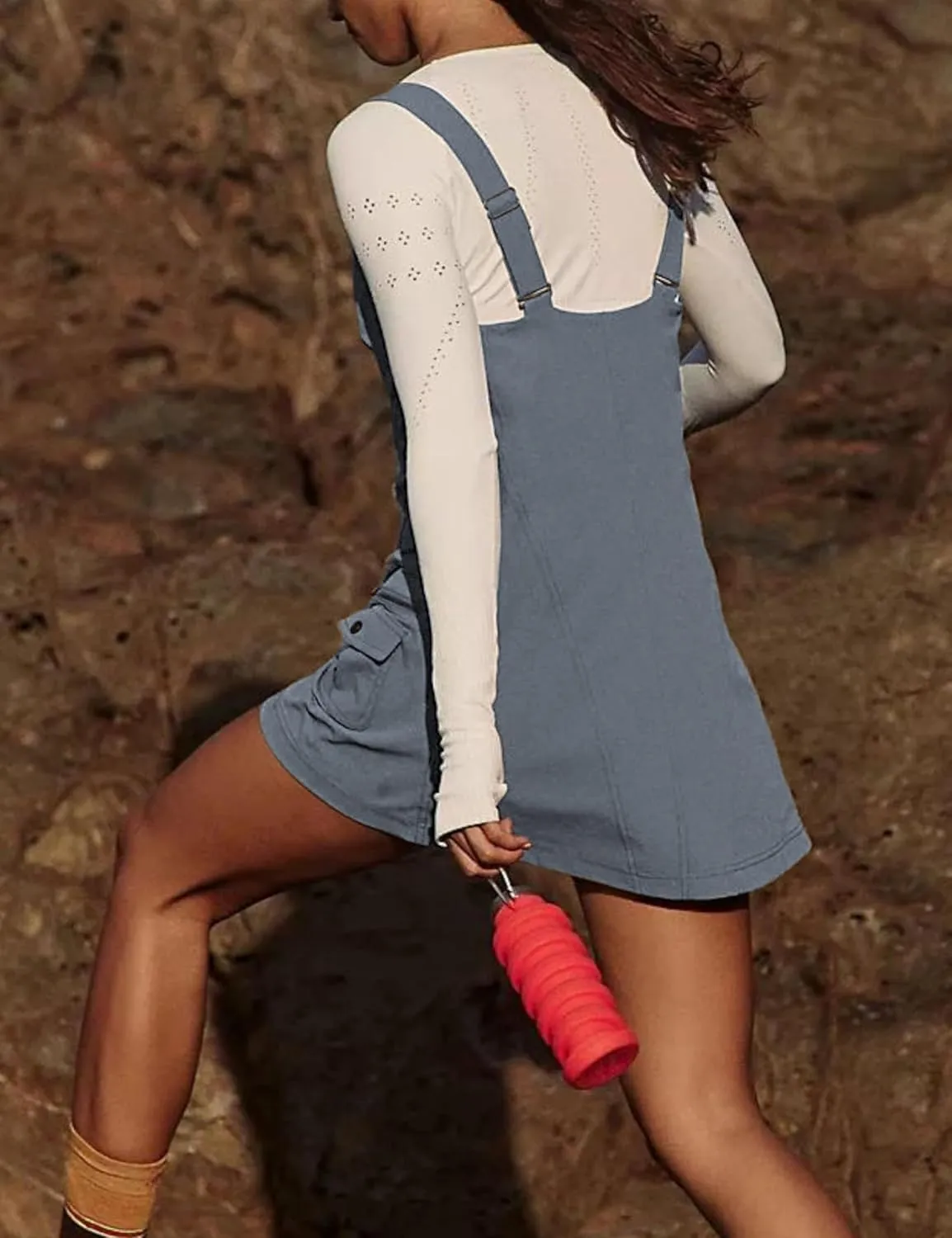 Lviefent Womens Mini Dress Casual Adjustable Strap Workout Athletic Hike Dress Skirtall with Pockets