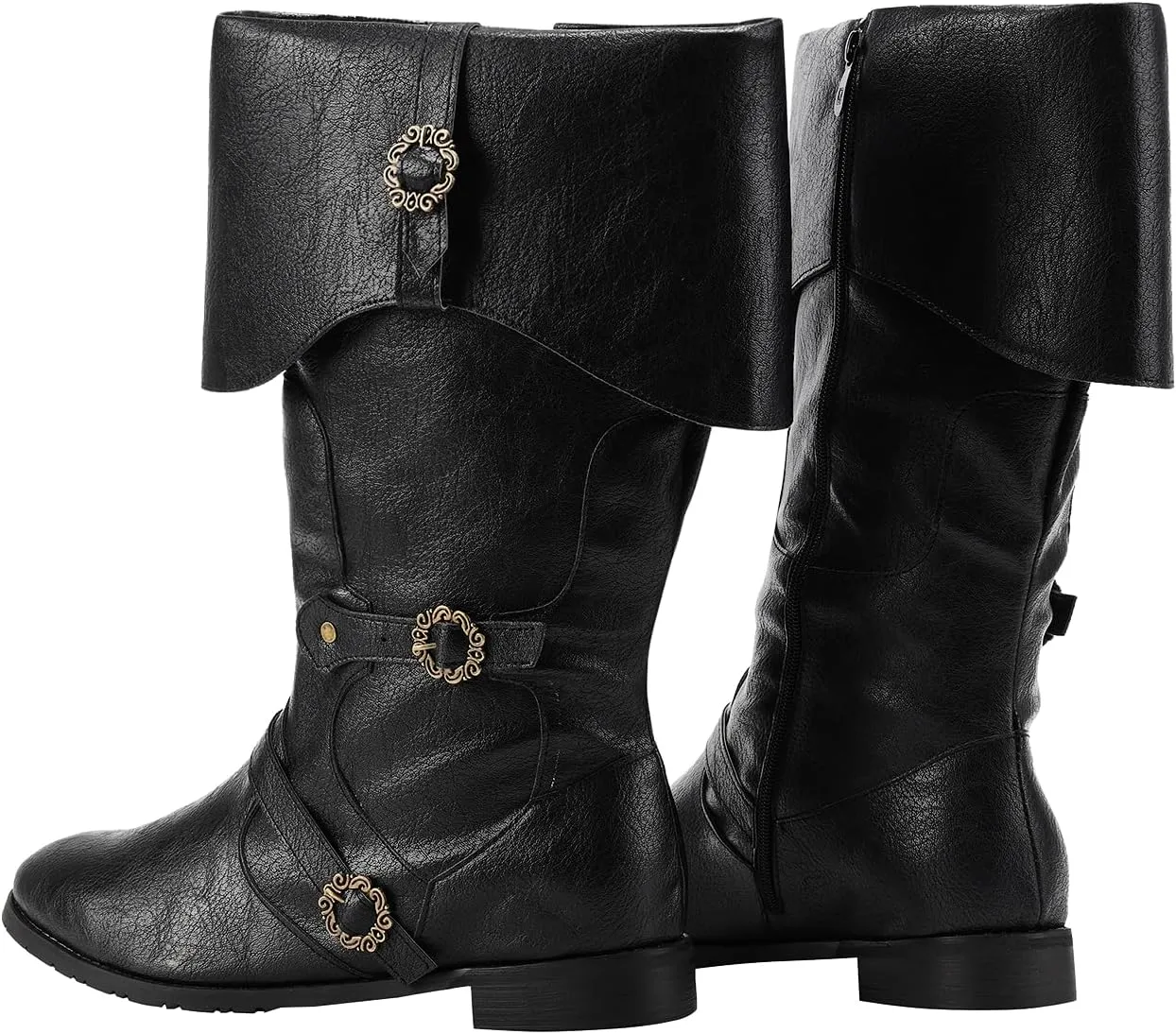 Medieval Male and Female Renaissance Pull On Boots Mid Calf Gothic Boots Halloween Cosplay Cuff Shoes