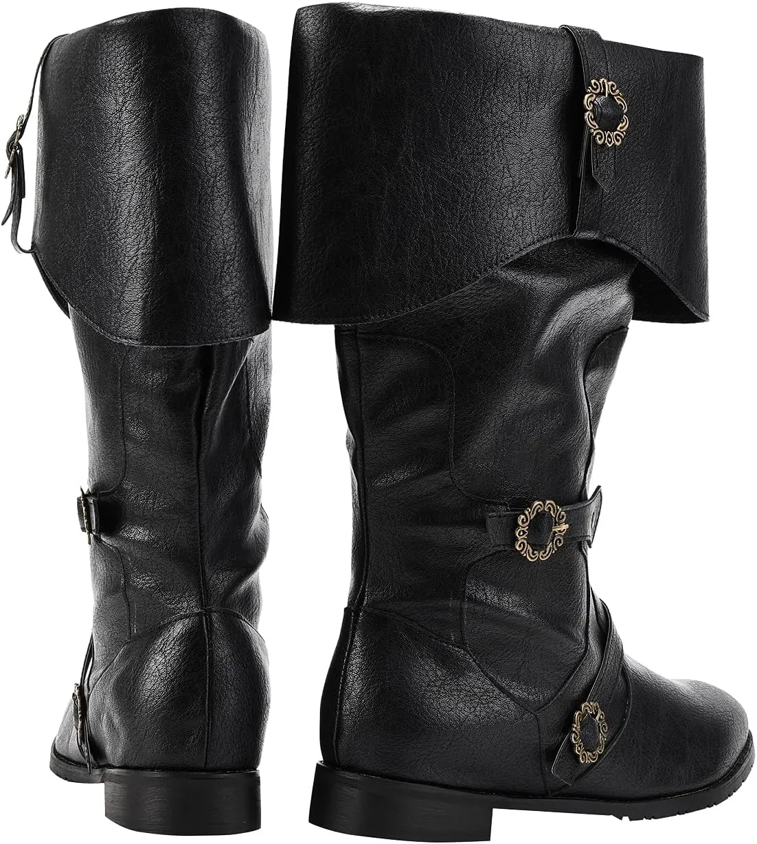 Medieval Male and Female Renaissance Pull On Boots Mid Calf Gothic Boots Halloween Cosplay Cuff Shoes