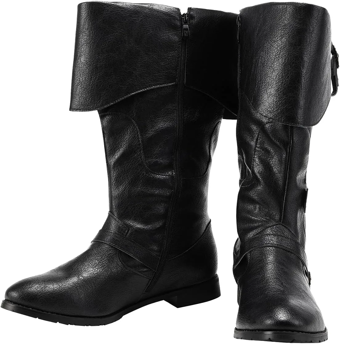 Medieval Male and Female Renaissance Pull On Boots Mid Calf Gothic Boots Halloween Cosplay Cuff Shoes