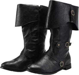 Medieval Male and Female Renaissance Pull On Boots Mid Calf Gothic Boots Halloween Cosplay Cuff Shoes