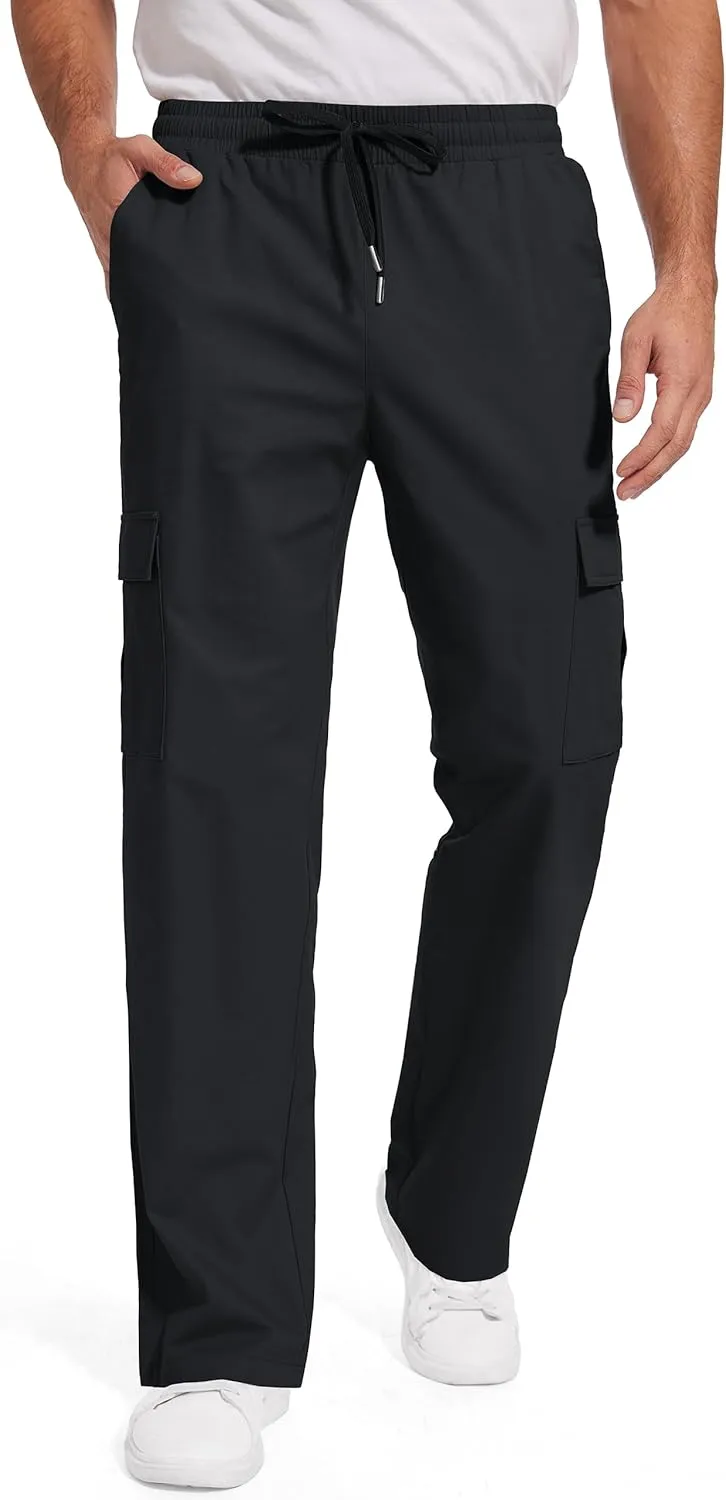 Men's Casual Cargo Pants 30/32/34/36 Tall Inseam Hiking Pants Workout Joggers Loose Straight Sweatpants for Men