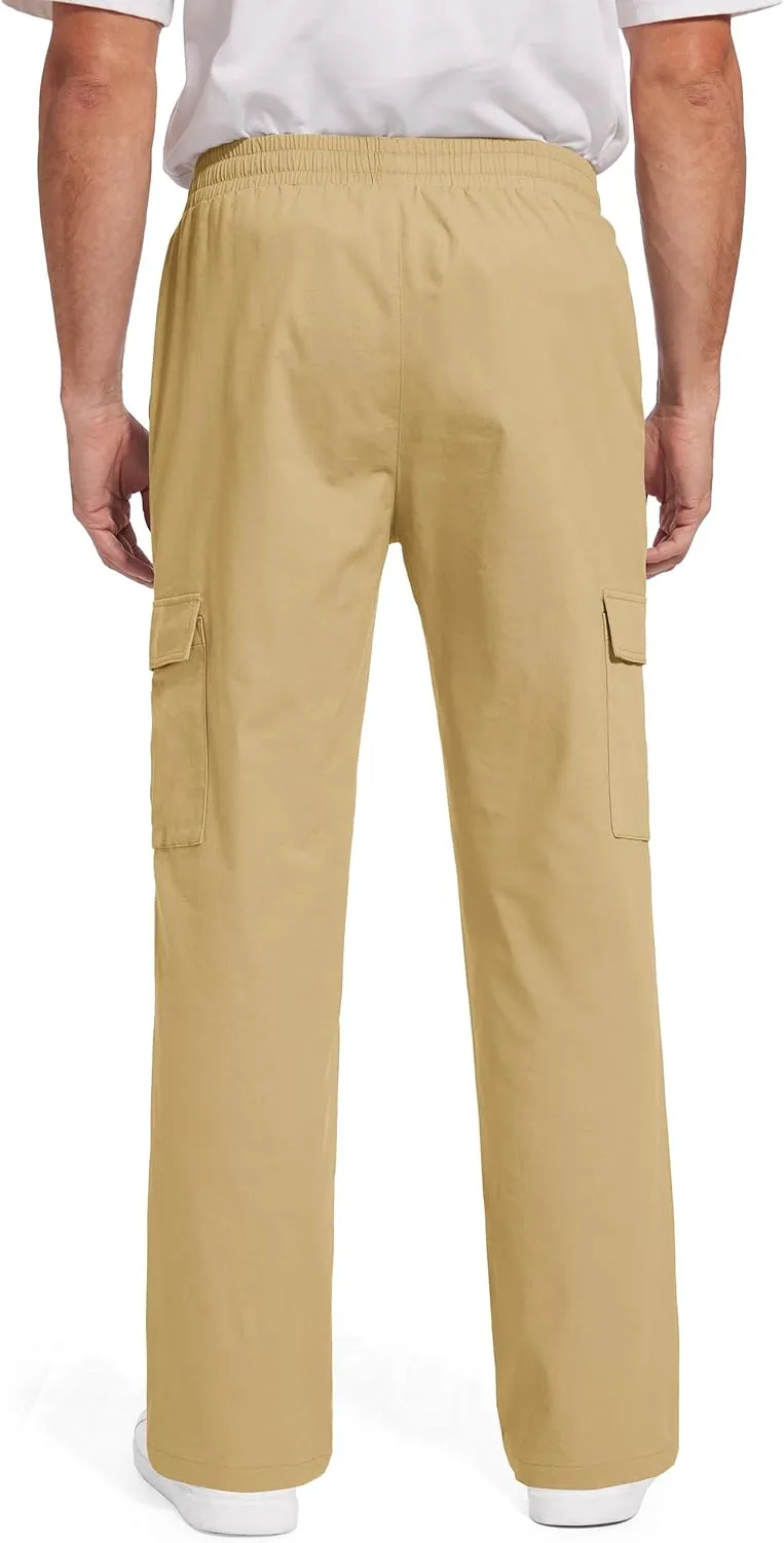 Men's Casual Cargo Pants 30/32/34/36 Tall Inseam Hiking Pants Workout Joggers Loose Straight Sweatpants for Men