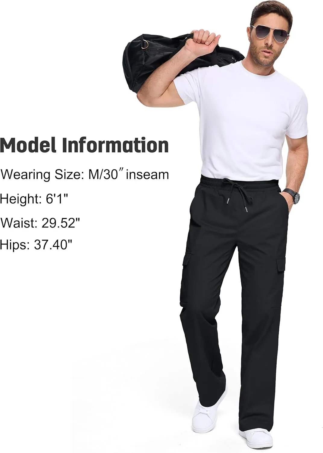 Men's Casual Cargo Pants 30/32/34/36 Tall Inseam Hiking Pants Workout Joggers Loose Straight Sweatpants for Men