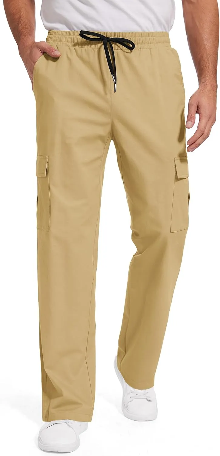 Men's Casual Cargo Pants 30/32/34/36 Tall Inseam Hiking Pants Workout Joggers Loose Straight Sweatpants for Men