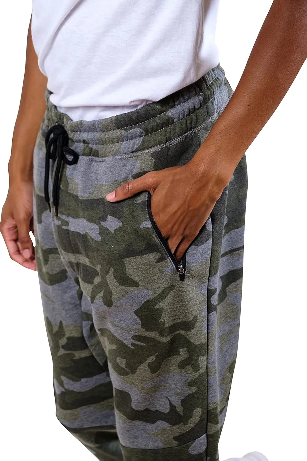 Men's Fleece Jogger Pants Active Zipper Pocket Sweatpants