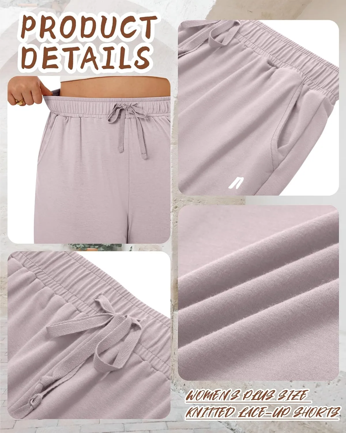 Neer 3 Pack Plus Size Women's Bermuda Shorts Cotton Drawstring High Waisted Casual Athletic Sweatpants Shorts with Pockets