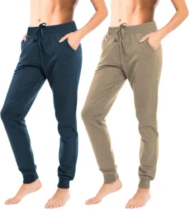 Sexy Basics Women's Drawstring Joggers | Knit Cotton Sweat Pants | Multi Packs & Colors