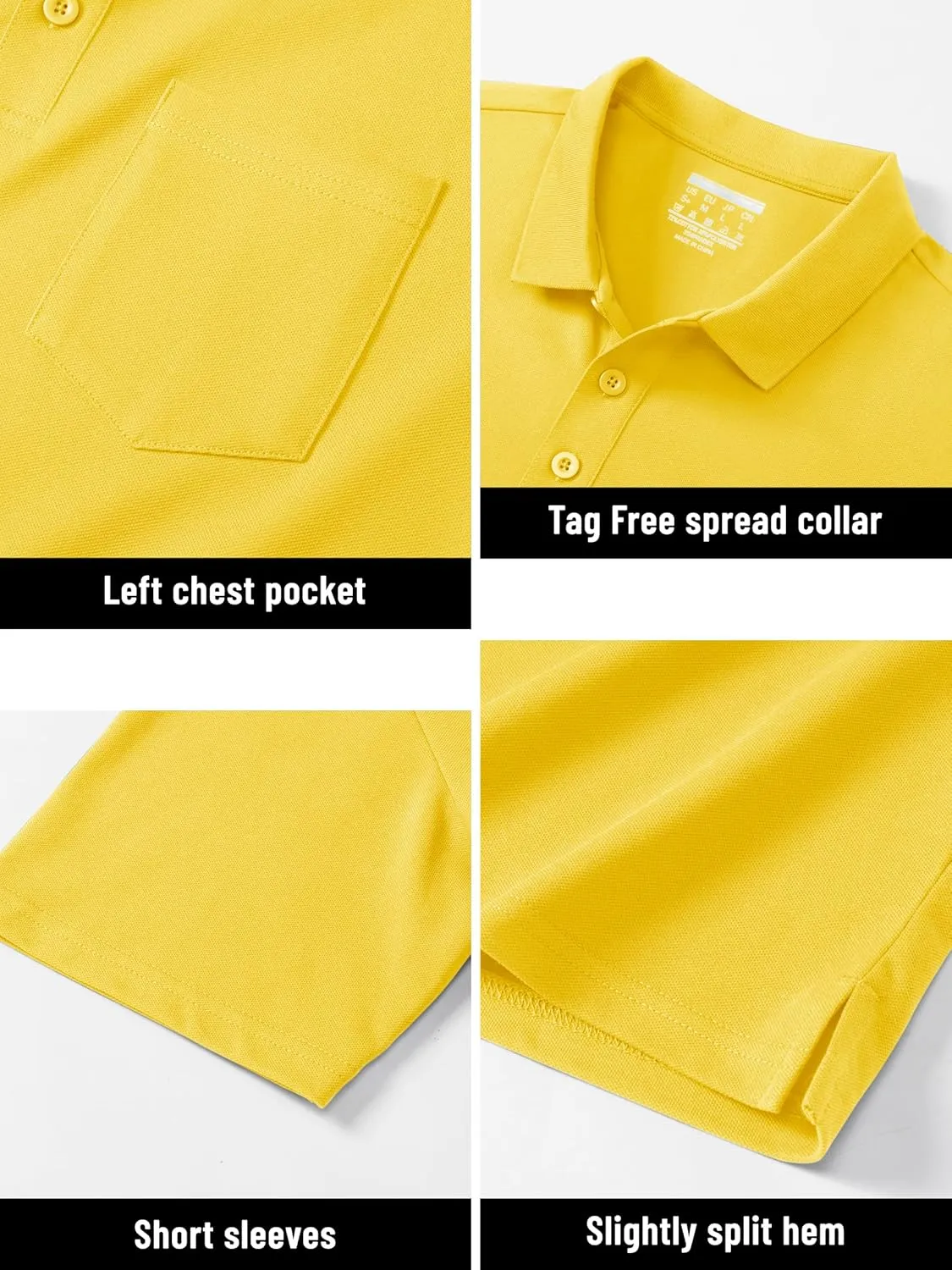 TACVASEN Mens Polo Golf Shirts with Pocket Pique Cooling Performance Moisture Wicking Polo Shirts