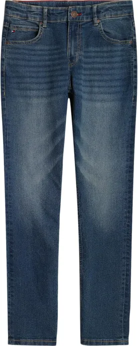 Tommy Hilfiger Boys' 5-Pocket Stretch Slim Straight Leg Denim Jean, Zipper Fly & Button Closure