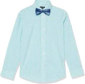 Tommy Hilfiger Boy's Long Sleeve Dress Shirt With Bow Tie, Collared Button-down With Cuff Sleeves