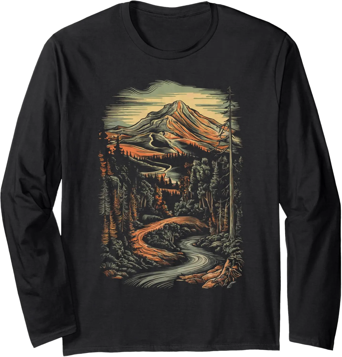 Wildlife Trees Outdoors Nature Retro Vintage Outdoor Lover Long Sleeve T-Shirt
