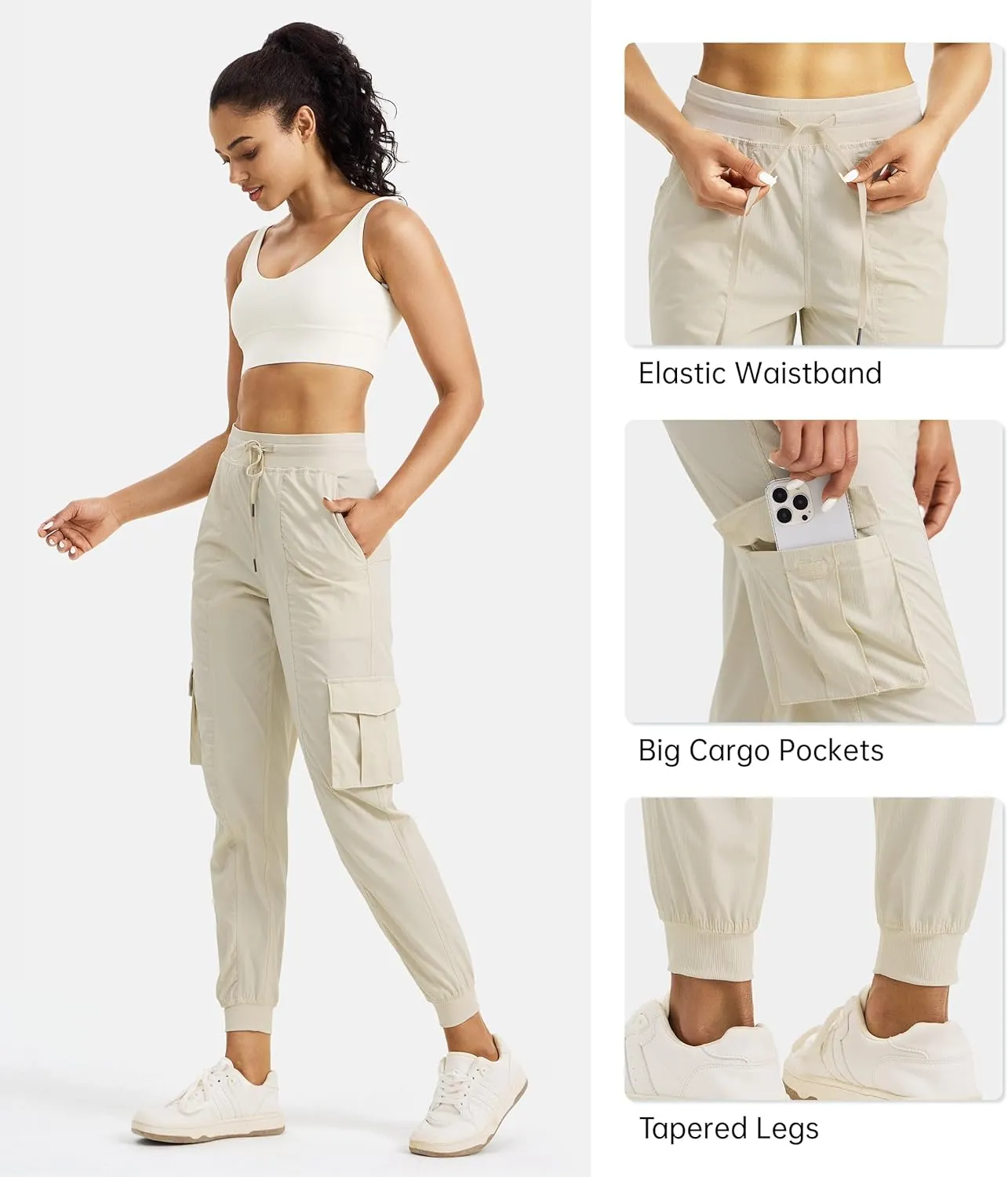 Willit Women's Studio Jogger Cargo Workout Hiking Track Pants Lightweight Athletic Dance Tapered Pants Quick Dry