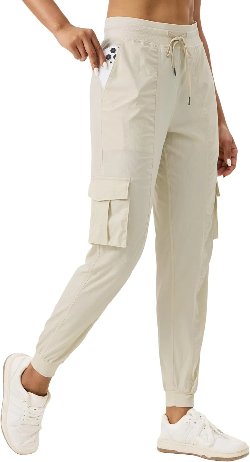 Willit Women's Studio Jogger Cargo Workout Hiking Track Pants Lightweight Athletic Dance Tapered Pants Quick Dry