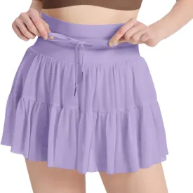 Women's Mini Pleated Skirt High Waisted Ruffle Tennis Skirts Sports Skater Running Skorts with Shorts Pockets