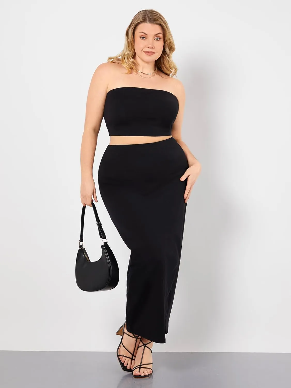 Women's Plus Size Long Pencil Skirts Elastic High Waisted Bodycon Skirt