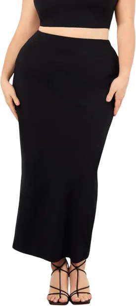 Women's Plus Size Long Pencil Skirts Elastic High Waisted Bodycon Skirt