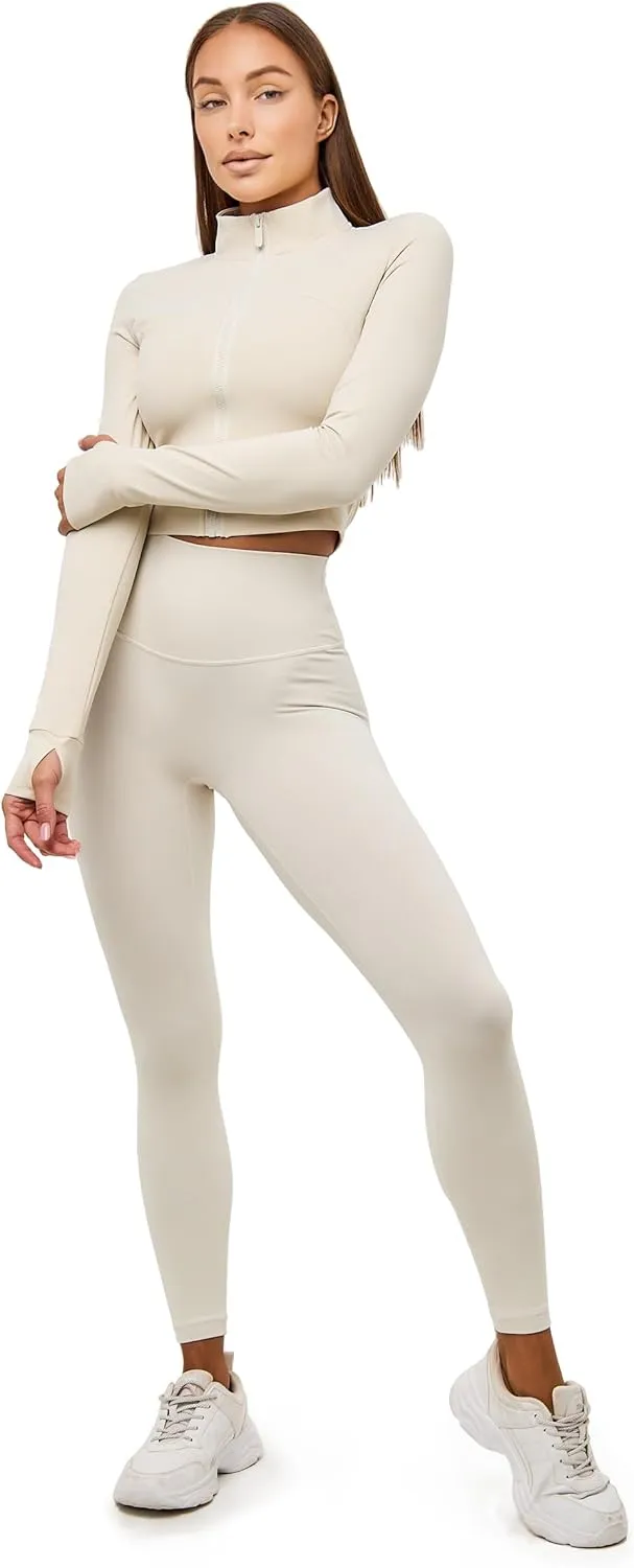 Women's Slim Fit Full Zip Athletic Running Sports Jacket - Lightweight 4-Way Stretch Workout Top