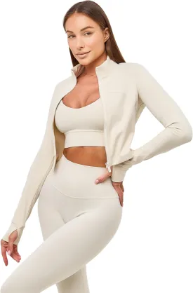 Women's Slim Fit Full Zip Athletic Running Sports Jacket - Lightweight 4-Way Stretch Workout Top