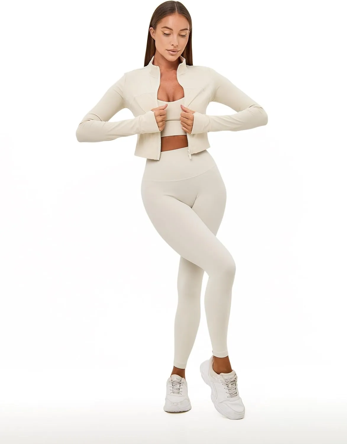 Women's Slim Fit Full Zip Athletic Running Sports Jacket - Lightweight 4-Way Stretch Workout Top