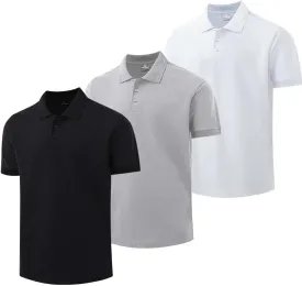 ZH Men's Golf Polo Shirts,3 Pack Polo Shirts for Men,Classic-Fit Polo Shirts,Breathable Polo Shirt for Men